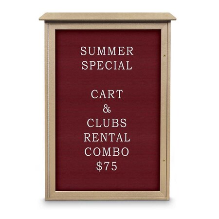 United Visual Products Outdoor Enclosed Combo Board, 72"x36", Gold Frame/Black Porc & Pumice UVCB7236ODG-BLKPORC-PUMICE